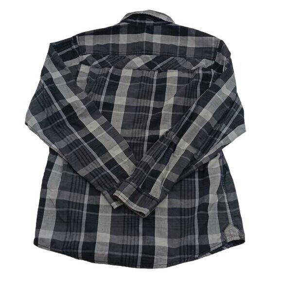 Burnside Plaid Button Down Shirt Gray Long Sleeve Mens Size Small - Picture 4 of 4